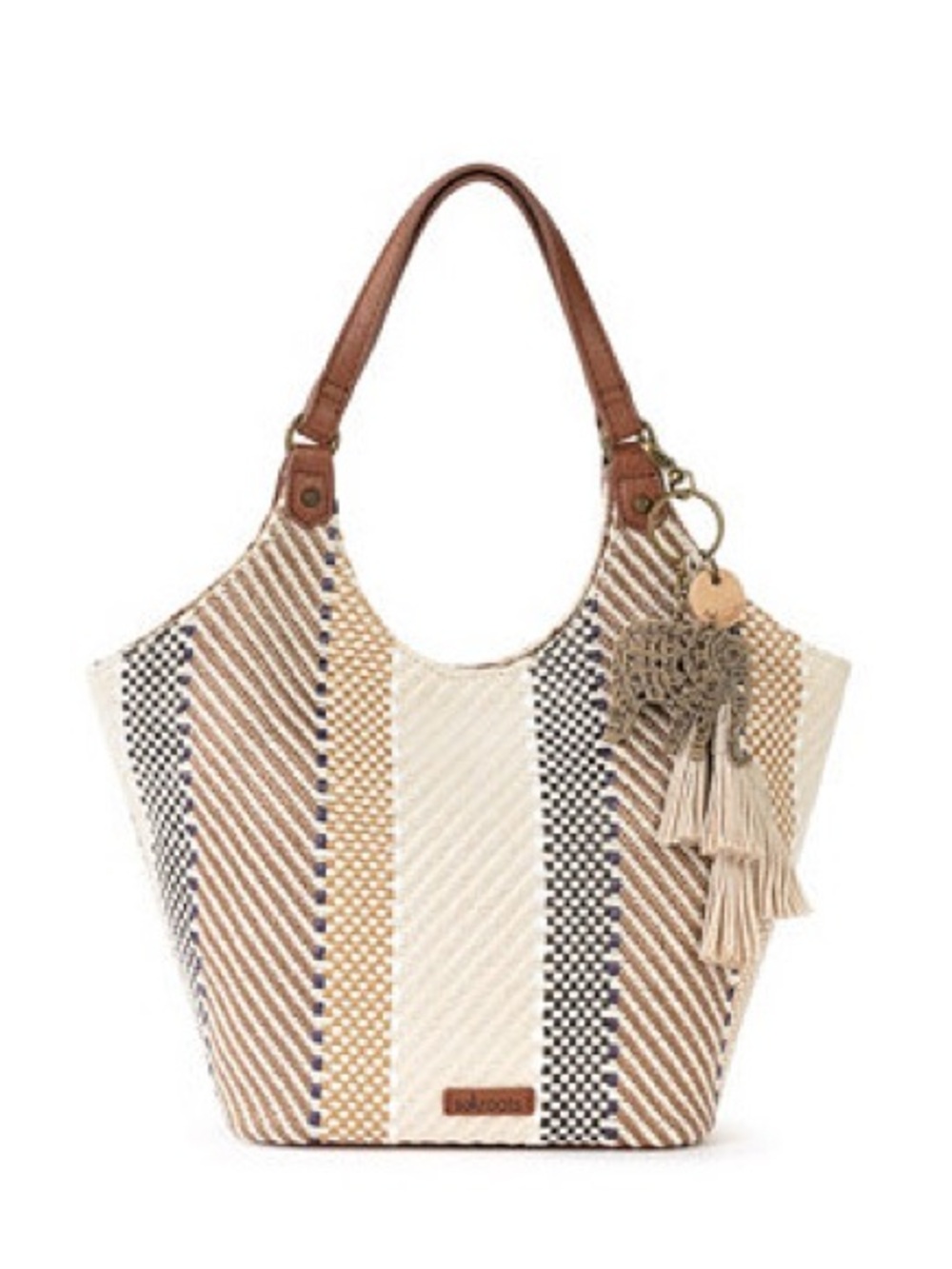 Sakroots Artist Circle Woven Tote with Tassel Charm Tabasco Woven Straw